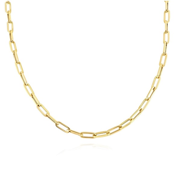 18K Gold Plated Steel Paperclip Chain Necklace. - Picture 1 of 1